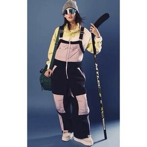 NWT Free People Movement Women's Hit The Slopes Salopette Black Combo Size M